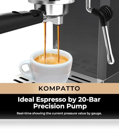 Slim Espresso Machine with Milk Frother Steam Wand, 20 Bar Professional Italian Pump — Coffee & Espresso Combos, CHULUX