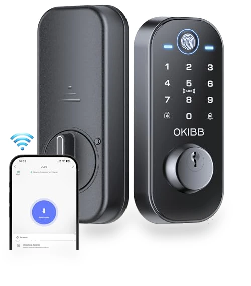 Smart Lock with Built-in Wi-Fi, Fingerprint, and Doorbell — Smart Home Security, OKIBB