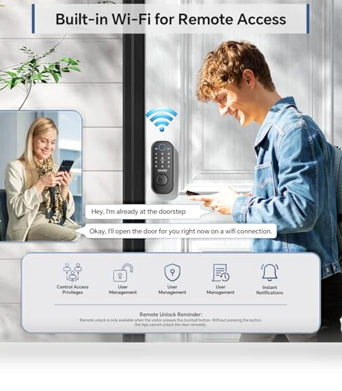 Smart Lock with Built-in Wi-Fi, Fingerprint, and Doorbell — Smart Home Security, OKIBB