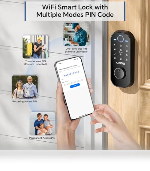 Smart Lock with Built-in Wi-Fi, Fingerprint, and Doorbell — Smart Home Security, OKIBB