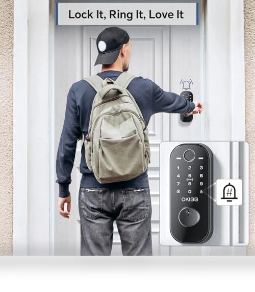 Smart Lock with Built-in Wi-Fi, Fingerprint, and Doorbell — Smart Home Security, OKIBB