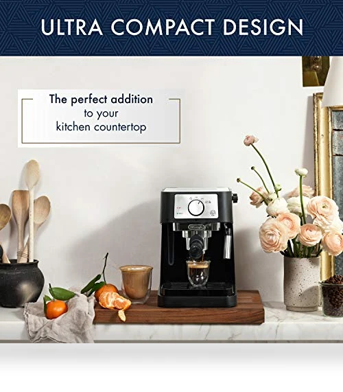 Manual Espresso Machine with Milk Frother, 15 Bar Pump Pressure — Coffee & Espresso Combos, De'Longhi