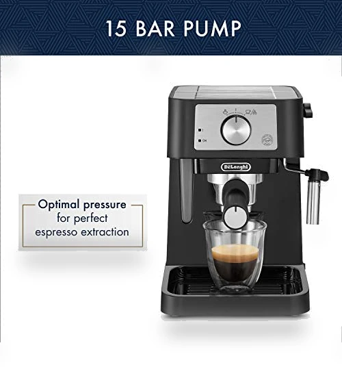 Manual Espresso Machine with Milk Frother, 15 Bar Pump Pressure — Coffee & Espresso Combos, De'Longhi