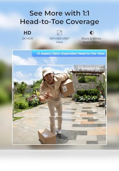 2K Wireless Video Doorbell Camera with Head-to-Toe View — Smart Home Security, Reolink