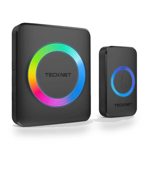 Wireless Doorbell with 1300ft Range, 60 Chimes, IP65 Waterproof — Kits, TECKNET