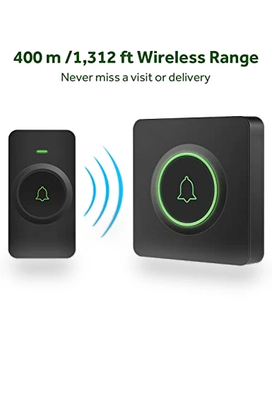 Wireless Doorbell with 1300 Feet Range, 56 Melodies & Waterproof Design — Push Buttons, AVANTEK