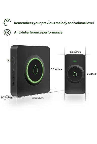 Wireless Doorbell with 1300 Feet Range, 56 Melodies & Waterproof Design — Push Buttons, AVANTEK