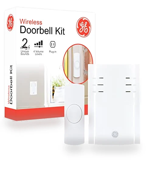 Wireless Doorbell Kit with Plug-In Receiver, 2 Melodies, 150 Ft Range — Push Buttons, GE