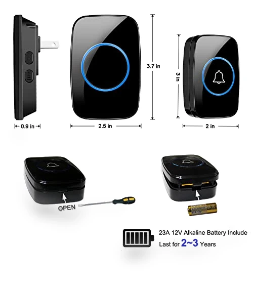 Waterproof Wireless Doorbell Kit with 1000 Feet Range and 60 Chime Options — Kits, Full House
