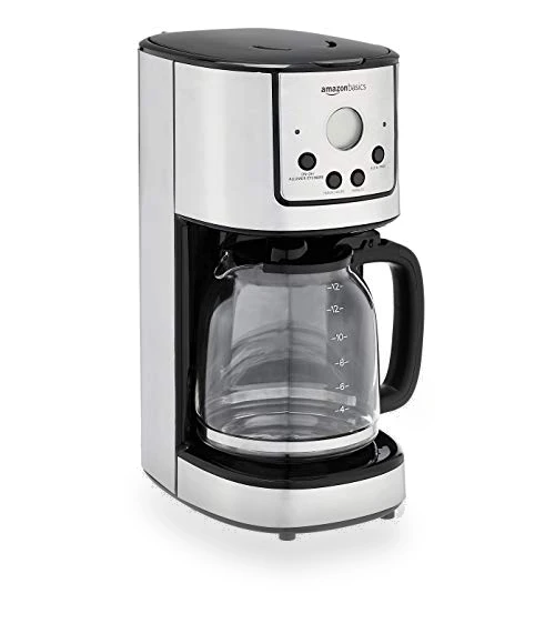 Drip Coffee Maker 12 Cup with Carafe and Reusable Filter, Stainless Steel — Coffee Makers, Amazon Basics