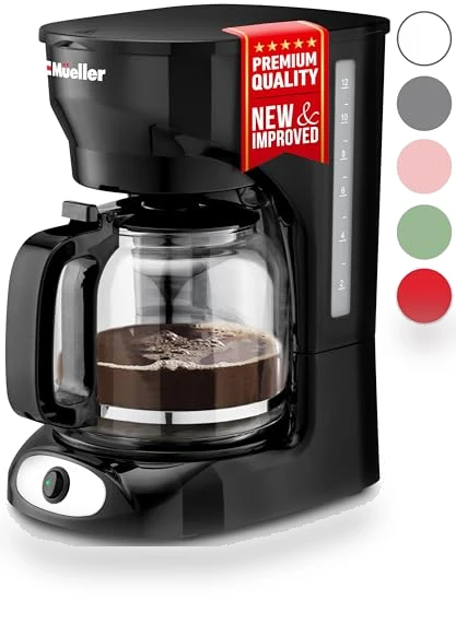12-Cup Drip Coffee Maker with Borosilicate Carafe and Auto-Off — Carafes & Pitchers, MUELLERHOME