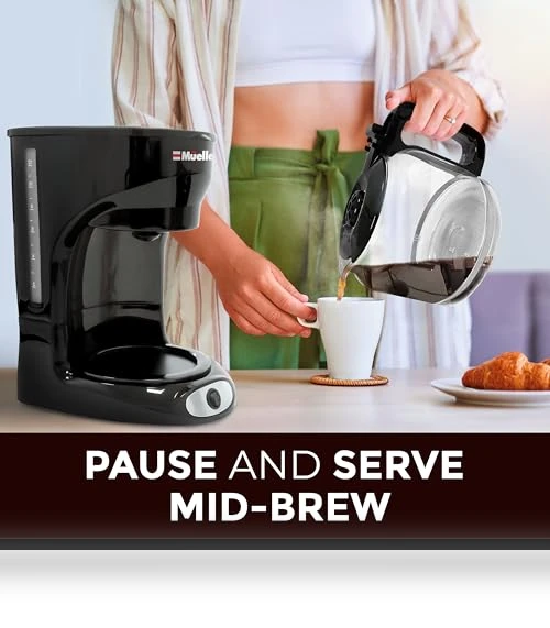 12-Cup Drip Coffee Maker with Borosilicate Carafe and Auto-Off — Carafes & Pitchers, MUELLERHOME
