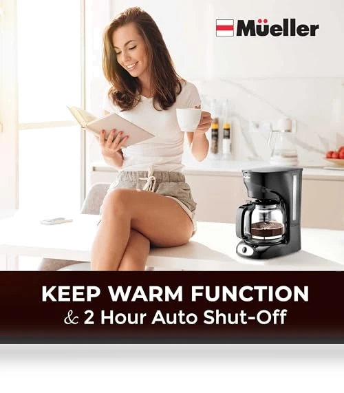 12-Cup Drip Coffee Maker with Borosilicate Carafe and Auto-Off — Carafes & Pitchers, MUELLERHOME