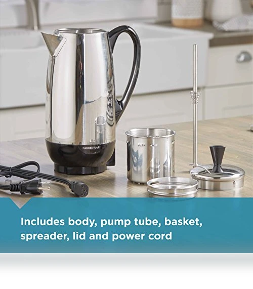 12 Cup Electric Coffee Percolator with Stainless Steel Basket — Electric Coffee Brewers, Farberware