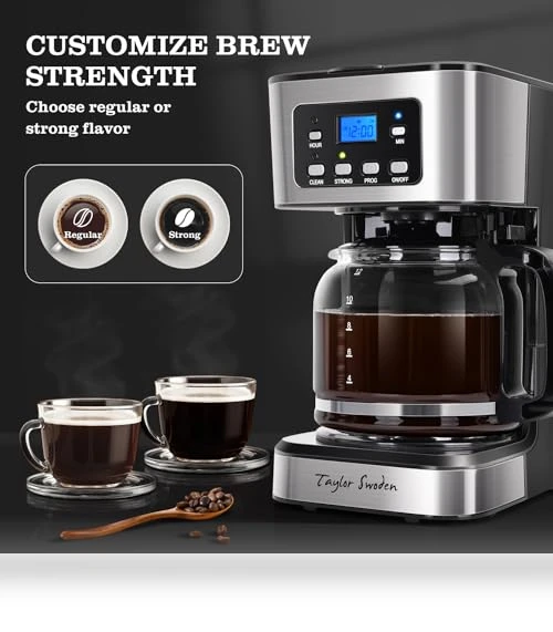 12-Cup Programmable Coffee Maker with Strength Brew Options — Coffee & Espresso Combos, Taylor Swoden