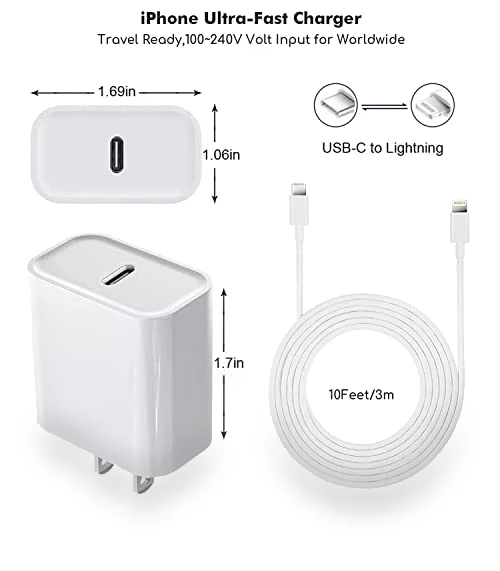 Fast iPhone Charger 2-Pack with 10FT Lightning Cable — Lightning, GOOD EVER TRADING LTD