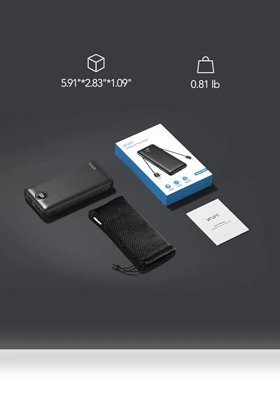 20000mAh Fast Charging Power Bank with Built-in Cables and Wall Plug — Charging Solutions, VRURC