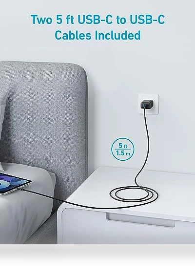 20W Dual Port USB C Charger Block with 5 ft Cable — Charging Solutions, Anker