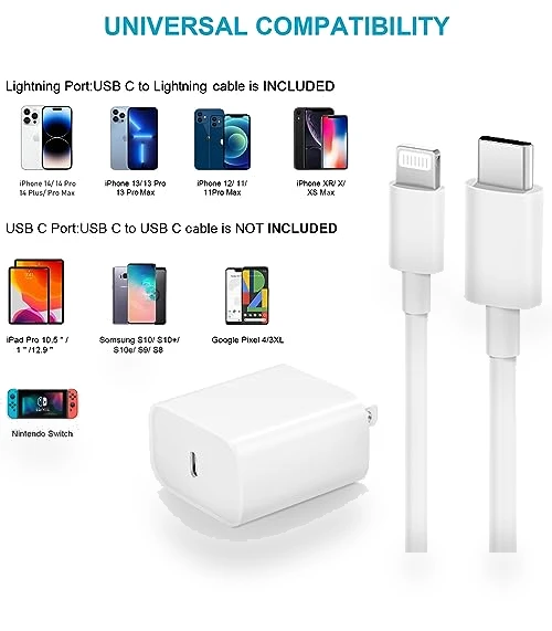 20W USB C Fast Charger with 6FT Cable for iPhone — Charging Solutions, STAMISH