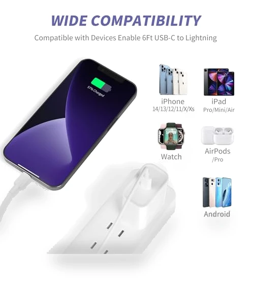 Fast Charging Kit with 20W PD Charger and 6FT USB-C to Lightning Cable — Lightning, MAILESI