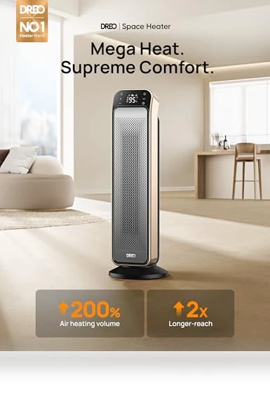Space Heater for Indoor Use, Fast Electric Heater with Remote and Thermostat — Heater Spare Components, Dreo