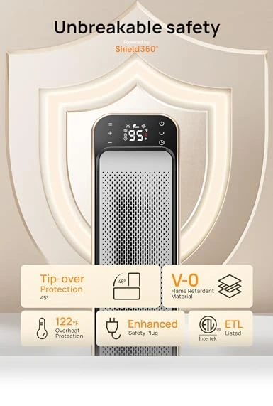 Space Heater for Indoor Use, Fast Electric Heater with Remote and Thermostat — Heater Spare Components, Dreo