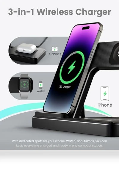 3 in 1 Wireless Charging Station for iPhone, Apple Watch, AirPods — Charging Solutions, GETPALS