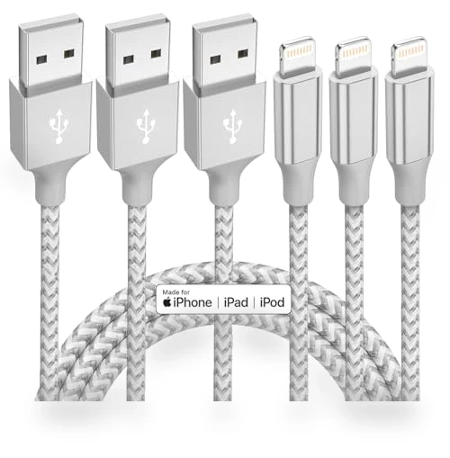 3 Pack 10 ft Lightning Charging Cable - MFi Certified Fast Charging Nylon Braided Cord — Lightning, Bkayp
