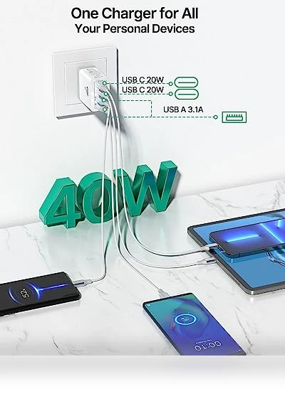 40W Fast USB C Wall Charger Block, 4-Port PD Power Adapter — Charging Solutions, CHONGZHENG (HK)CO. ,LIMITED