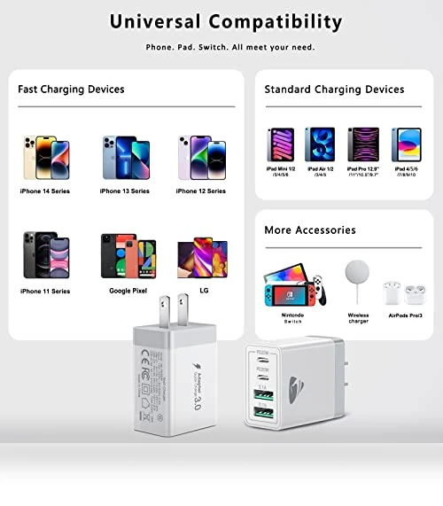 40W Fast USB C Wall Charger Block, 4-Port PD Power Adapter — Charging Solutions, CHONGZHENG (HK)CO. ,LIMITED