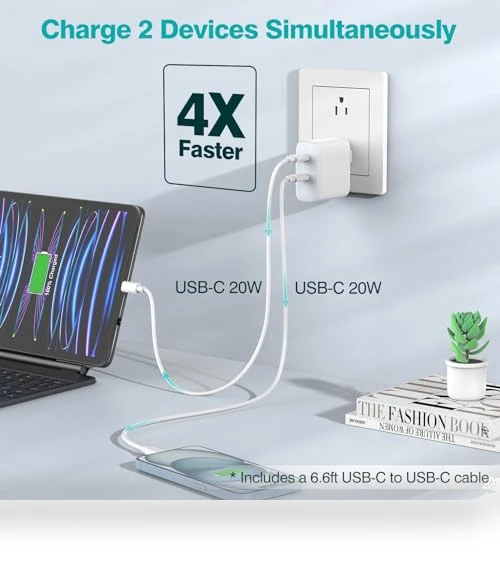 40W Dual USB C Charger with 6.6ft Cable — Charging Solutions, Dongguan Mizhi Technology Ltd.