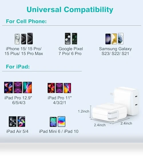 40W Dual USB C Charger with 6.6ft Cable — Charging Solutions, Dongguan Mizhi Technology Ltd.