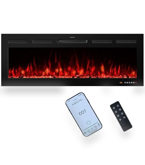 48" Smart Electric Fireplace Insert with Remote, Touch Screen & APP Control — Electric Heating Solutions, VINEMOUNT