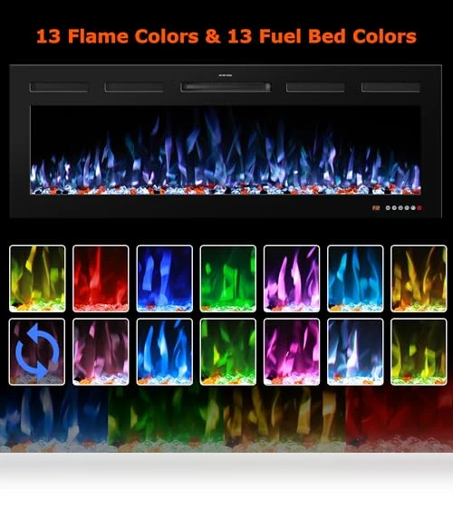 48" Smart Electric Fireplace Insert with Remote, Touch Screen & APP Control — Electric Heating Solutions, VINEMOUNT