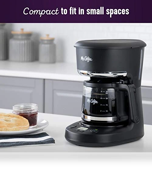 Programmable Coffee Maker, 5 Cups with Auto Pause, Glass Carafe, Compact Design — Coffee Makers, Mr. Coffee