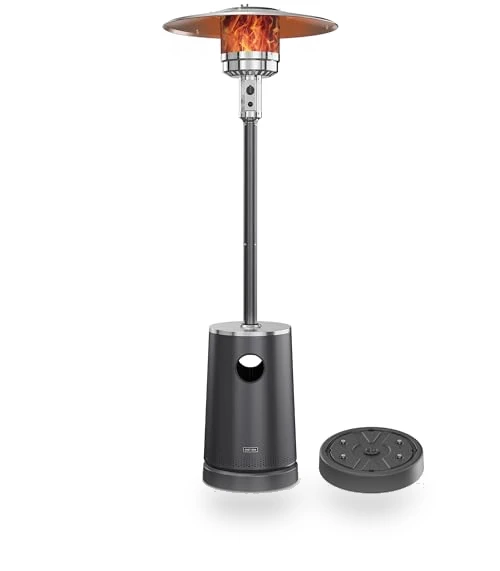 50,000 BTU Patio Heater with Sand Box, Table Design, Outdoor Heater for Home — Fire Glass, EAST OAK