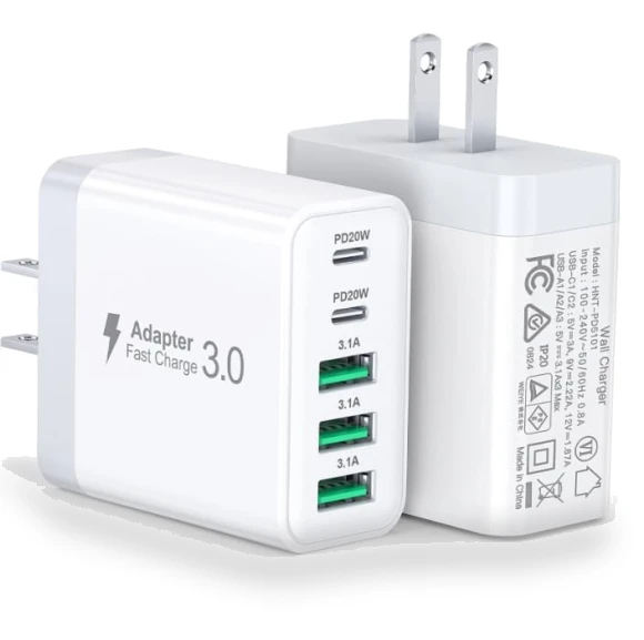 50W 5-Port USB C Wall Charger Fast Charging Block — Charging Solutions, BOVICAS