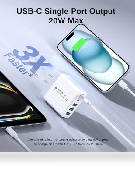 50W 5-Port USB C Wall Charger Fast Charging Block — Charging Solutions, BOVICAS