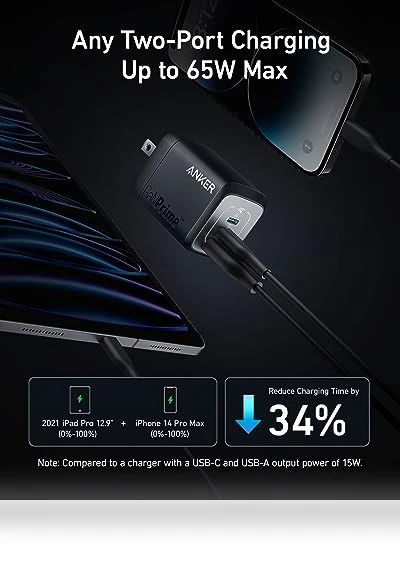 67W USB C GaN 3-Port Fast Wall Charger — Charging Solutions, Anker
