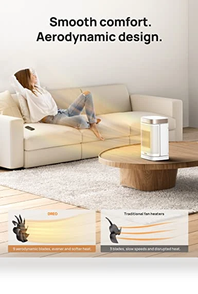 Atom One Space Heater with Remote, 70° Oscillating Electric Heater, Digital Thermostat — Air Moisturizers, Dreo