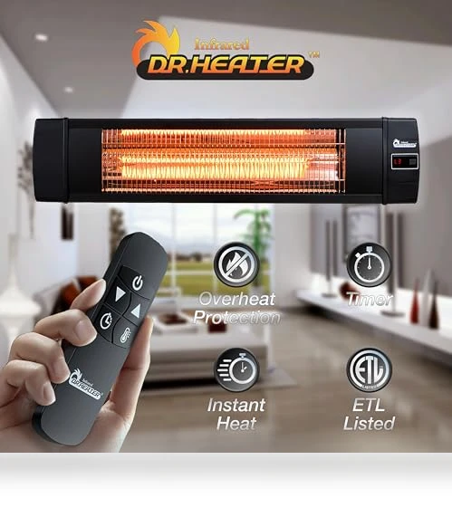 Carbon Infrared Outdoor Heater for Restaurant, Patio, Backyard, Garage, and Decks — Portable Heating Solutions, Dr Infrared Heater