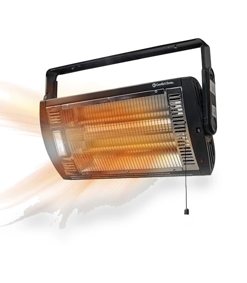 Ceiling Mounted Space Heater with Halogen Light, 1500W, Adjustable Tilt — Heater Spare Components, Comfort Zone