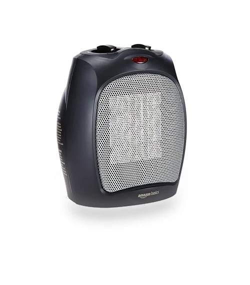 Ceramic Space Heater, Portable Heater for Indoor Use, 1500W, Black — Portable Heating Solutions, Amazon Basics