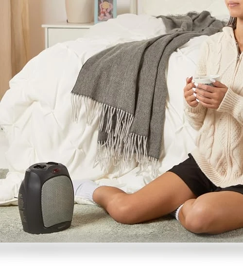 Ceramic Space Heater, Portable Heater for Indoor Use, 1500W, Black — Portable Heating Solutions, Amazon Basics