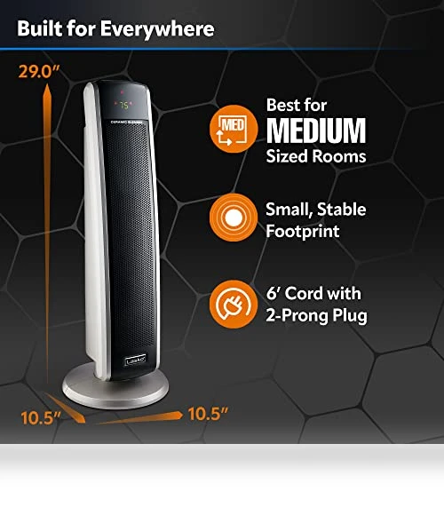 Digital Ceramic Tower Heater for Large Rooms with Remote Control — Home Climate Control, Lasko