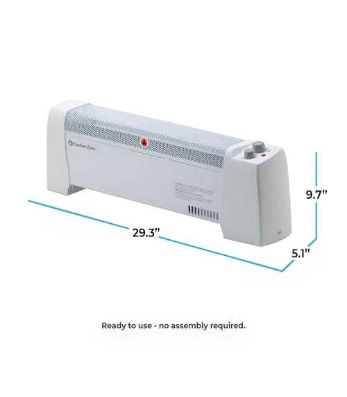 Electric Baseboard Space Heater with Adjustable Thermostat — Heater Spare Components, Comfort Zone