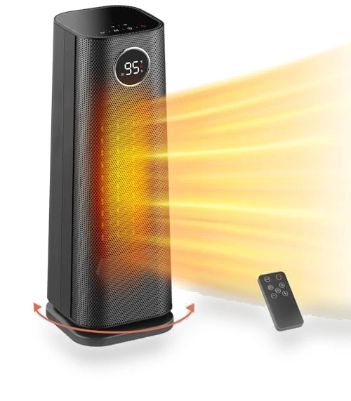 1500W Fast Electric Ceramic Space Heater with Thermostat — Home Climate Control, Wind Talk