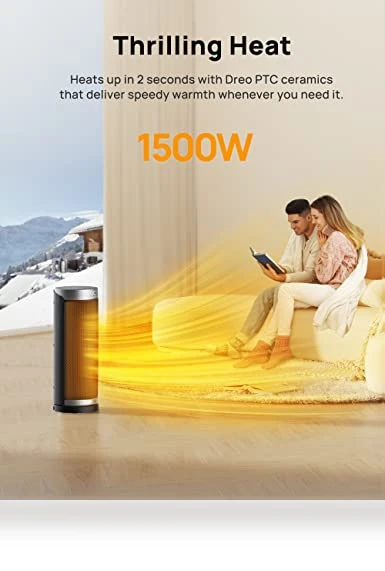 Space Heater for Indoor Use, 1500W Fast Heating with Thermostat, Remote Control, 70° Oscillating, Portable — Portable Heating Solutions, Dreo