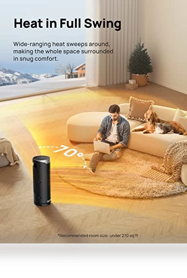 Space Heater for Indoor Use, 1500W Fast Heating with Thermostat, Remote Control, 70° Oscillating, Portable — Portable Heating Solutions, Dreo