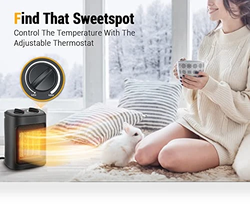 1500W Electric Space Heater with Thermostat, PTC Fast Heating Ceramic Room Heater — Heater Spare Components, Aikoper